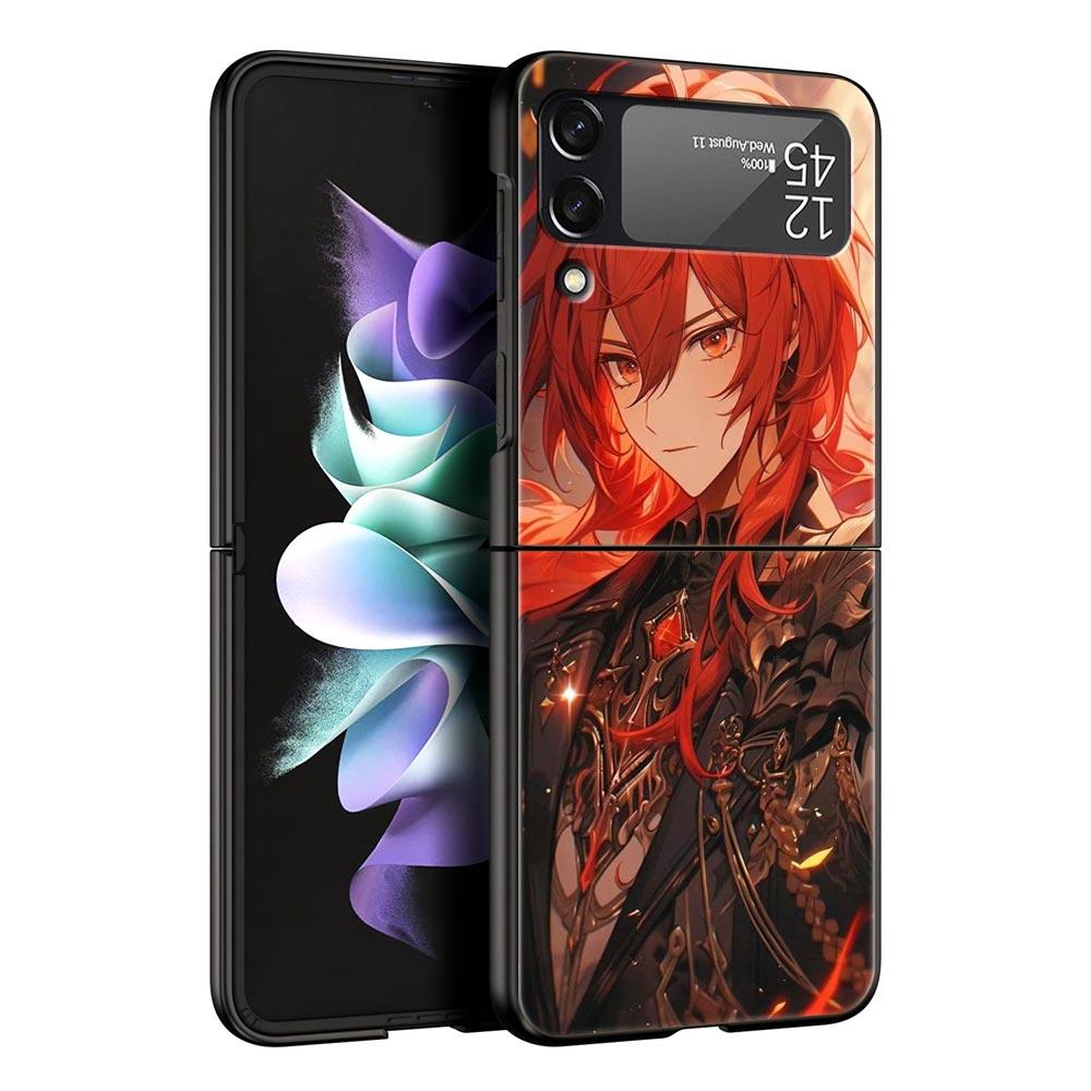 Genshin impact dragon Zhongli Case for Samsung Z Flip 3 4 5 Folding Mobile Shell For Samsung Z Flip3 Flip4 Flip5 PC Hard Cover