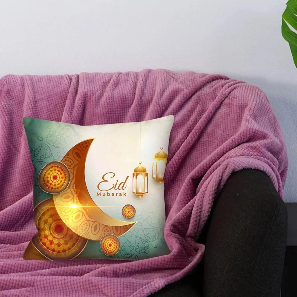 Ramadhan Decoration Eid Decorative Pillowcases Sofa Cushion Covers Bed Pillowcases Polyester Pillowcases Muslim Home Decor