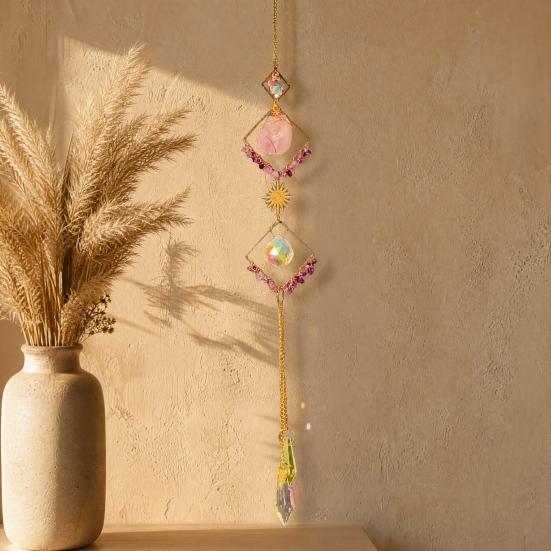 Crystal Sun Catchers for Windows, Colorful Healing Light Crystal Suncatcher, Glass Ball Prism Pendant, Decorative Wind Chimes, Indoor Outdoor Patio