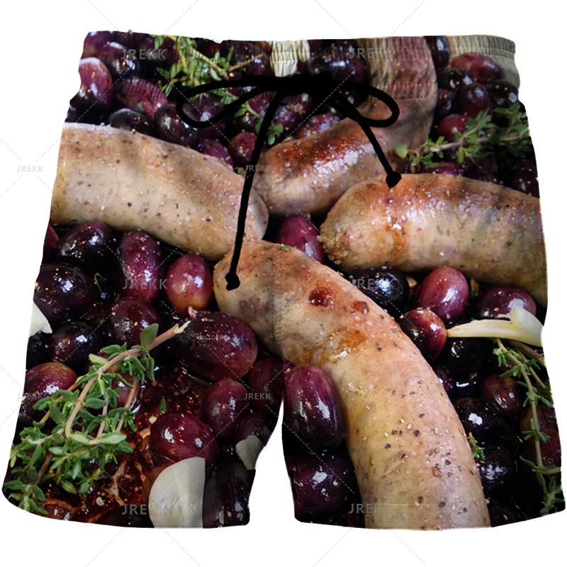 Summer 3D Food Graphic Print Shorts Fashionable Casual Beach Men's Shorts