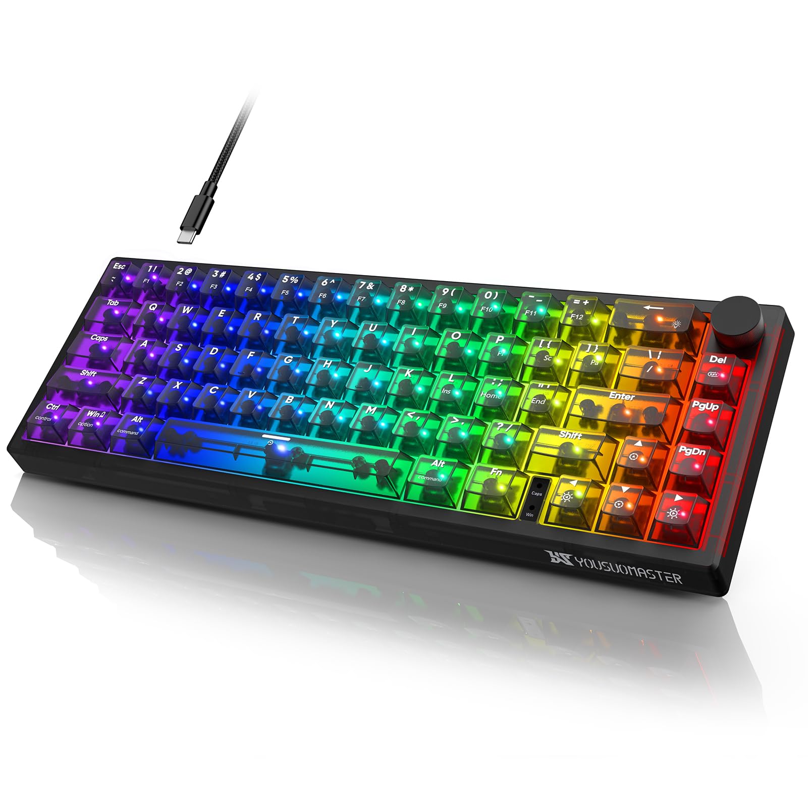 

YOUSUOMASTER Gaming Keyboard Mechanical Game Keyboard Red Axis Linear Switch USB Wired RGB Backlight Tenkeyless Gasket Structure Detachable Cable All