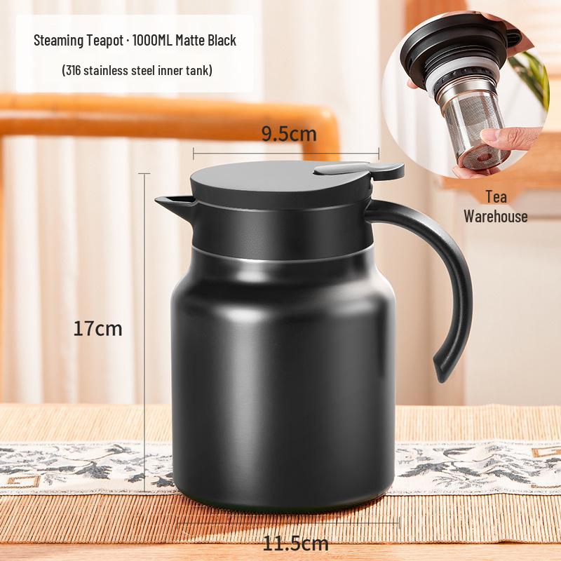 316 Stainless Steel Insulated Tea Kettle with Thermometer & Ceramic Liner, Large Capacity & Built-in Tea Infuser