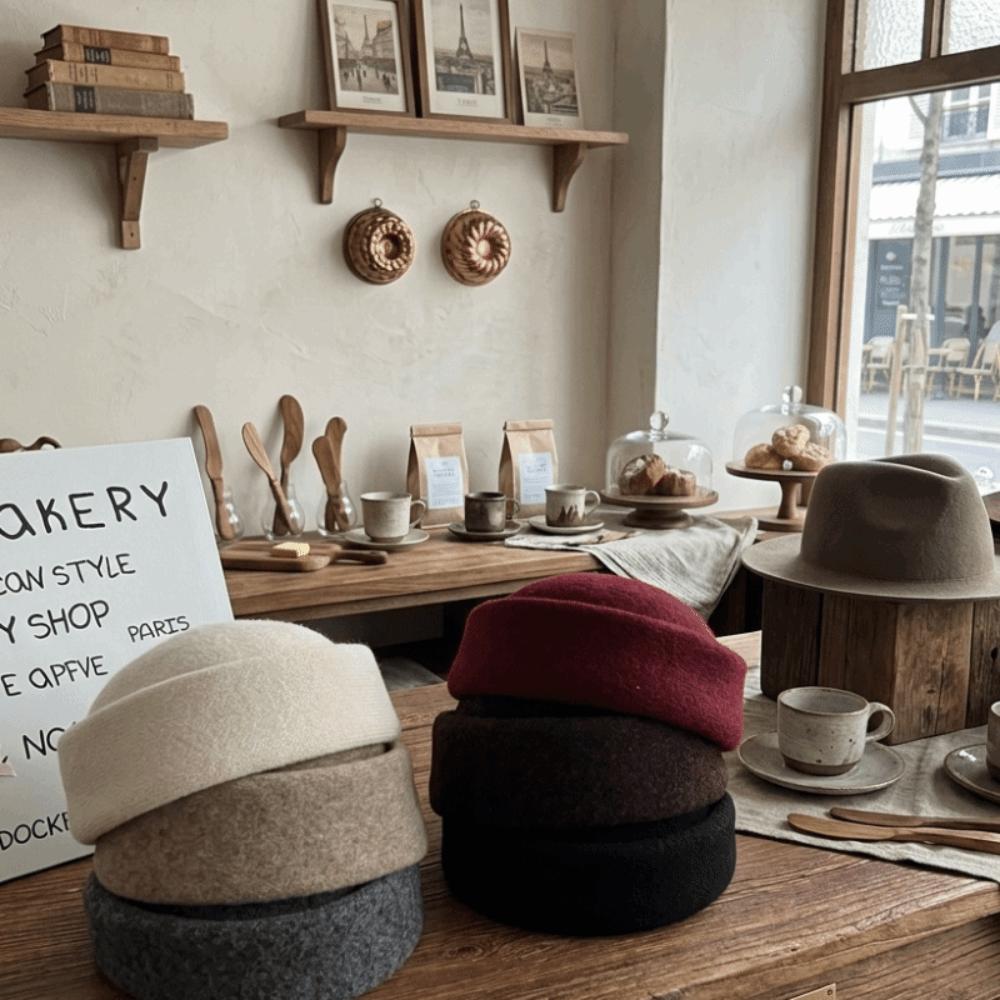 Skin-friendly Knitted Pillbox Hat Structured Fedora Hat Fashion Painter Hat  Dinner