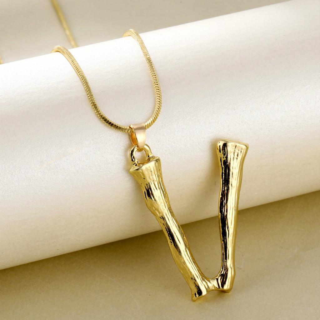 Stunning Gold Initial Letter Necklace With 26 Unique Alphabet Characters For Fashionable Style V