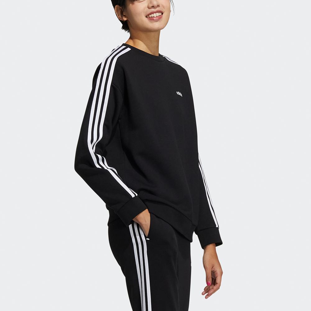 Adidas Neo Basics Sweatshirt With Sleeve Stripes Women Sweatshirt Black HG9052