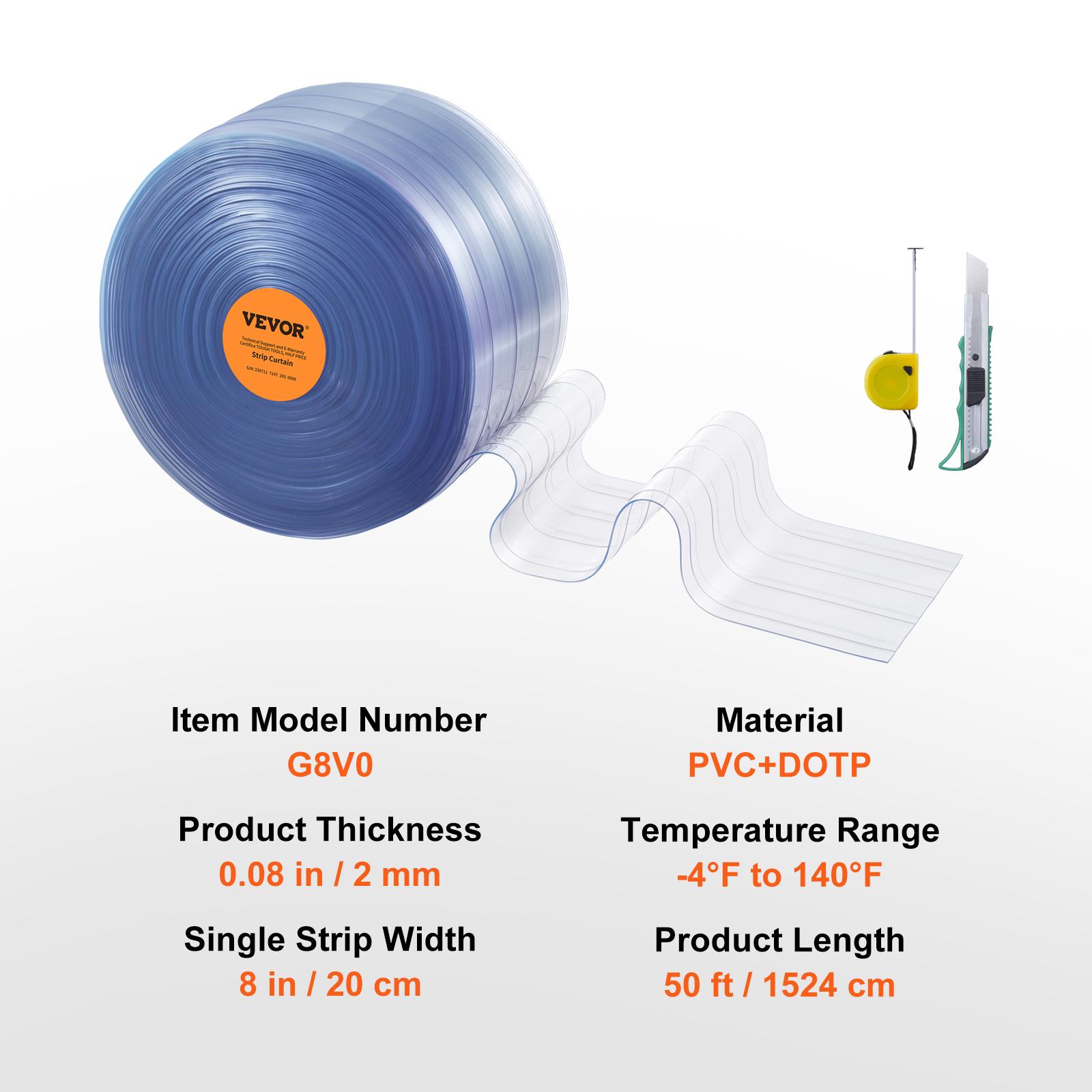 SucceBuy PVC Soft Door Curtain Transparent Insulation Strip Hanging Curtain Windproof Sliding for Home Window Warehouse Screen