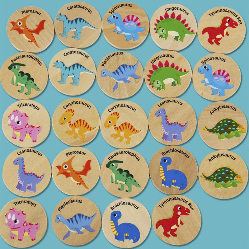 Dinosaur Matching Game Children's Puzzle Dinosaur Cognitive Concentration Memory Training Wooden Educational Toys for Children