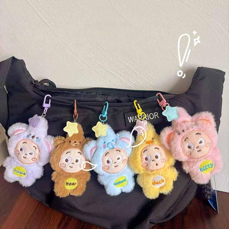 1 st Tecknad Pyjamas Stjärnman Nyckelring Plysch Hängande Prydnad Väskhänge Djur Uppstoppad Nyckelring Tillbehör Semestergåvor