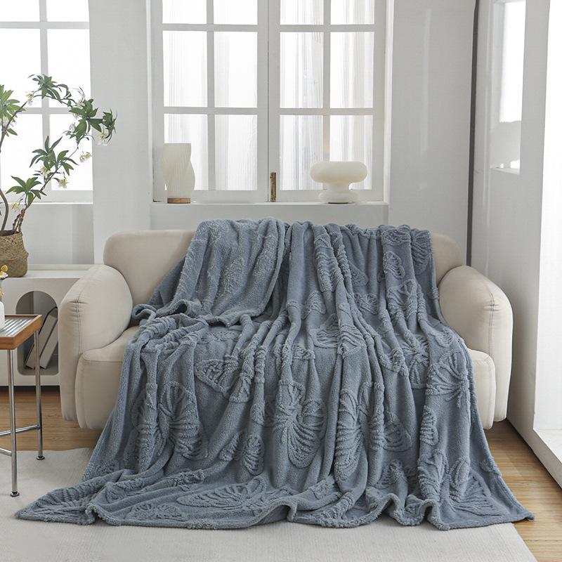 Velvet Jacquard Butterfly Flower Multifunctional Wool & Coral Nap Blanket
