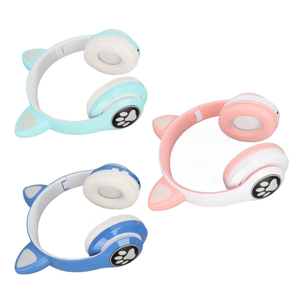 LXB39C Kids Headphone Bluetooth 5.0 Foldable Wireless Glowing Music Cat Ear Headphone for Kids