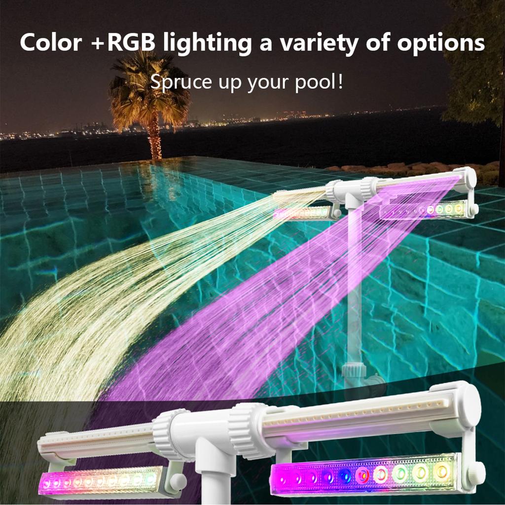Adjustable Pool Fountain with Colorful LED Lights Remote Control Waterfall Sprinkler USB Rechargeable