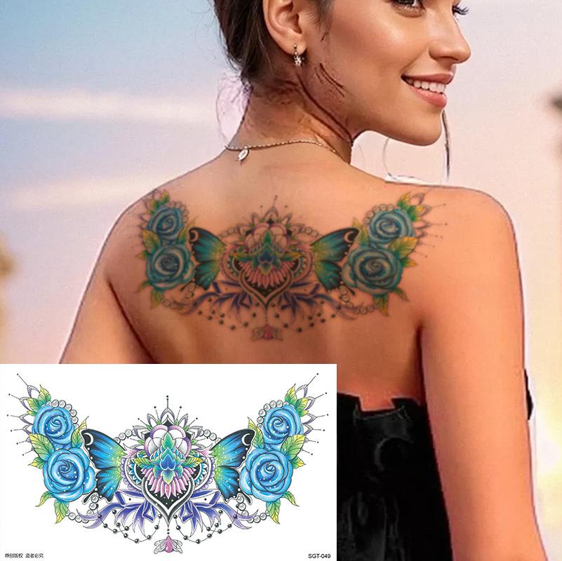 Flower Chest Tattoo Sticker, Chest Tattoo Sticker, Color Half Nail Large Picture Tattoo Sticker
