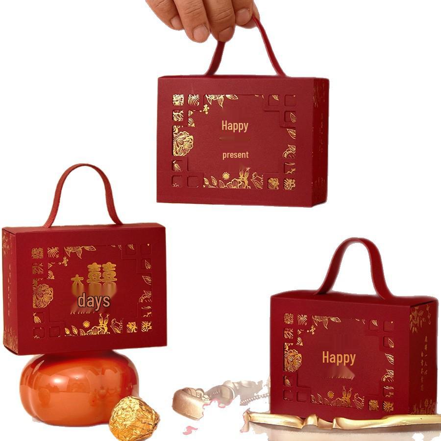 2025 Chinese Style Wedding Candy Gift Box - Engagement Handheld Candy Bag Packaging