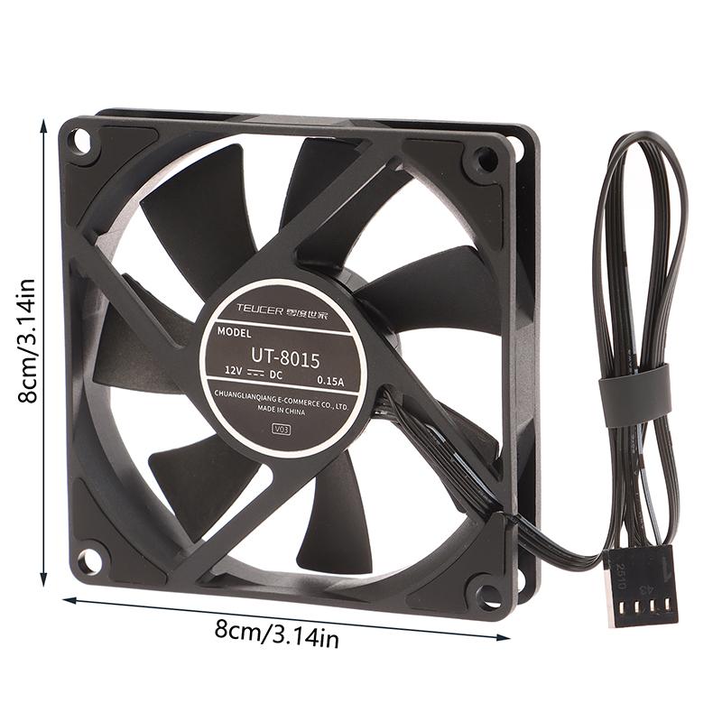 

1Pc For PC Case Cooling Ventilator Teucer UT-8015 8CM Chassis Fan Slim 15mm Thickness 12V/4Pin PWM Fluid Bearing 1200-3000rpm