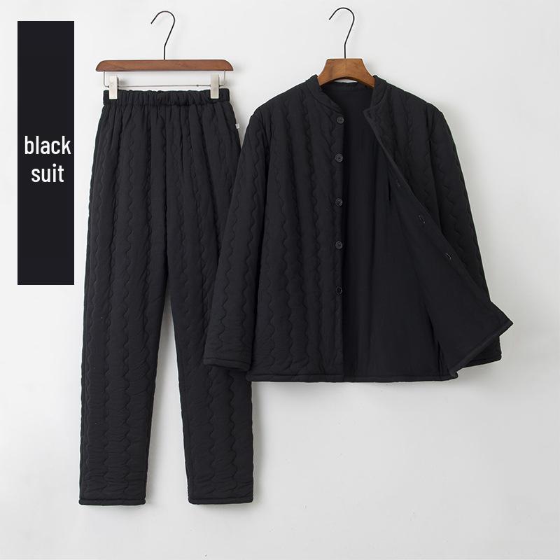 

Men s Handmade Pure Cotton Winter Jacket and Pants Set - Adult Home Wear for Elderly XL чорний