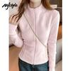 MJ STYLE Women's Slim-Fit Fleece-Lined Stand Collar Jacket