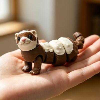 3D tištěná kloubová hračka fretka, ohebná kloubová figurka zvířátka Fidget, roztomilá PLA ozdoba na stůl a dekorace do auta, dárek pro děti na odbourání stresu