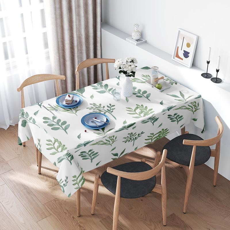 Nature-Inspired Green Leaves Printed Tablecloth For Dining Room Decoration Size: 150X240Cm Eco-Friendly Home Textile