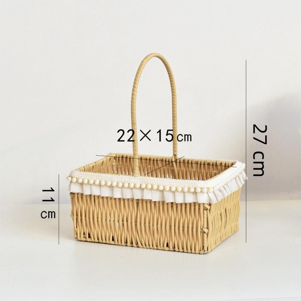 4 Styles Rattan Flower Basket Decorative Picnic Weaving Basket Wedding
