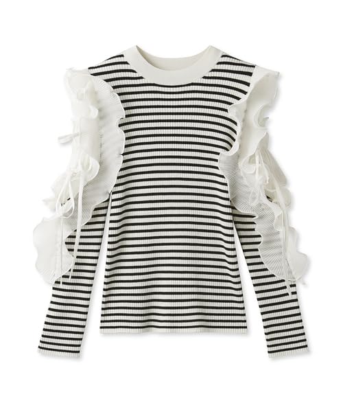 Snidel Border Frill Sleeve Knit Pullover SWNT241236 Women's