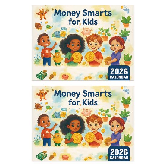 2026 Money Smarts for Kids Calendar Money Learning Monthly Planner with Colorful Illustrations And Money Management Concept for Classroom Home