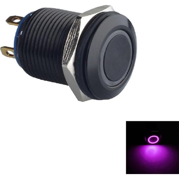 ESUPPORT Black Case 12mm Red LED Light 2A Momentary Push Button Switch Stainless Waterproof Car Boat