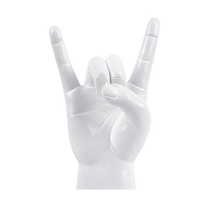 AEE4-Rock Hand Gesture Statue Rock Music Art Craft Finger Sculpture For Rock Music Lover Study Room Decor