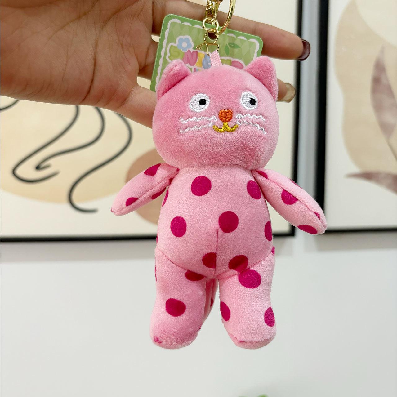 

Cat Delightful Cartoon Plush Keychain Soft Pink Short Plush Accessory Bag