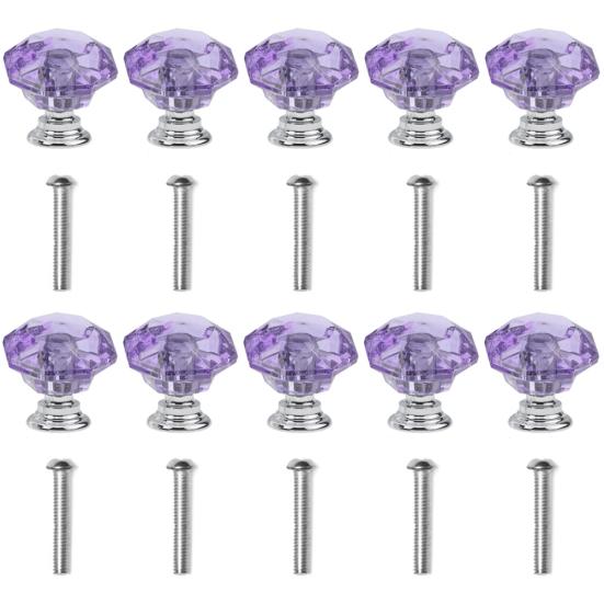 

10 шт., 30 мм, K9, хрустальное стекло, цинковый сплав, ручки для дверного ящика шкафа фиолетовый