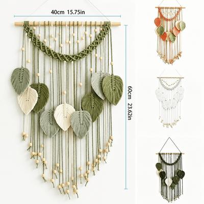 Cotton Rope Leaf Wall Decor Handmade Woven Boho Wall Decor Cotton Rope Tapestry  Home Decoration