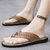 Herrtofflor Platta Tofflor Extra Breda Slip-on Sandaler Utomhus Strand Casual Mjuka Gåskor Lädertofflor Plusstorlek