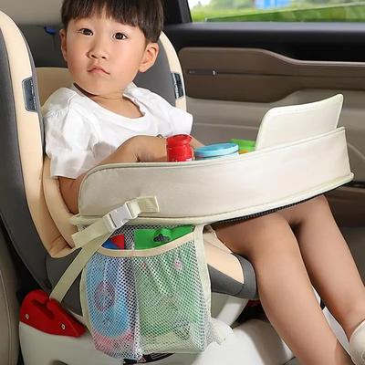 Bandeja para assento de carro para crianças, dobrável, com vários bolsos, à prova d'água, mesa de carro portátil, grande capacidade, mesa para jantar, desenho de carro