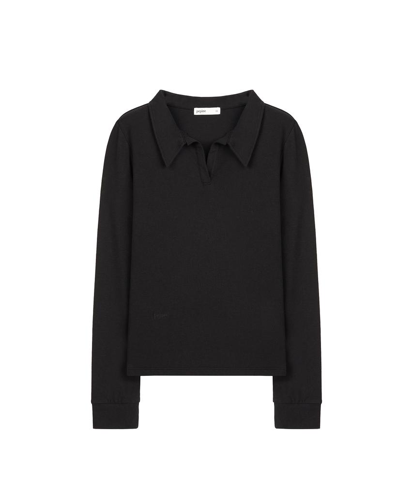 PEPLEE Open Collar Long Sleeve (Black)