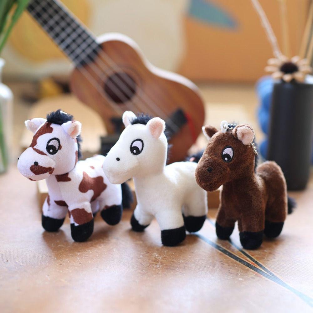 Stuffed Animal Plush Horse Keychain Cute Cartoon Little Horse Keychain  Bag Pendant