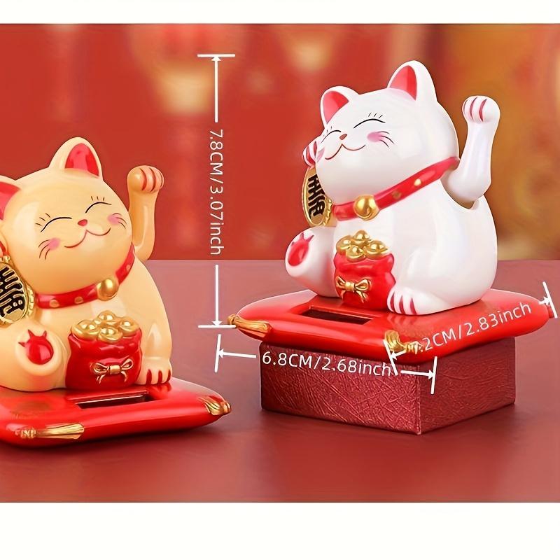 Solarbetriebenes winkendes Mini-Glückskätzchen Autoornament, 1 Stück | Erhältlich in 3 Farben, Perfekt für die Armaturenbrettdekoration oder Bürodekoration, Ideales Weihnachtsgeschenk