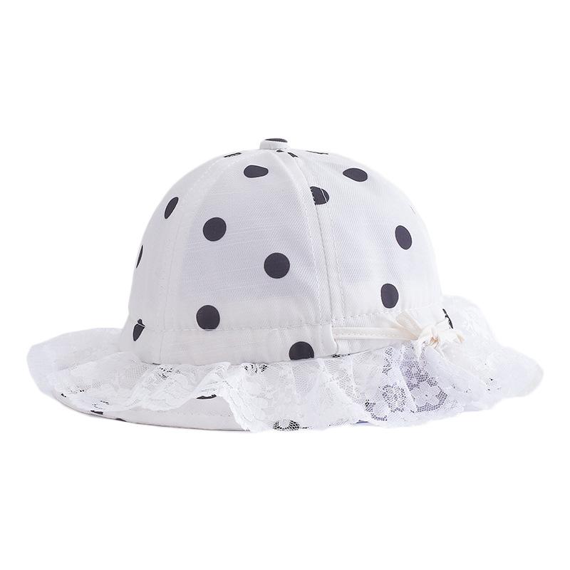 Baby Fisherman Hat Spring and Autumn Dots Fashionable Adjustable Sun Hat Lace Lace Baby Sun Protection Hat