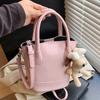 This Year's Popular New Simple Oil Wax Leather Portable Bucket Bag Fashionable Commuter Versatile Casual Messenger Mother Bag Women