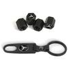 Car Sticker 2025 Hot For Benz Car Tire Valve Stems Cap With Keychain Anti-Theft Compatible For Mercedes Benz GLK GLA A B C E R G
