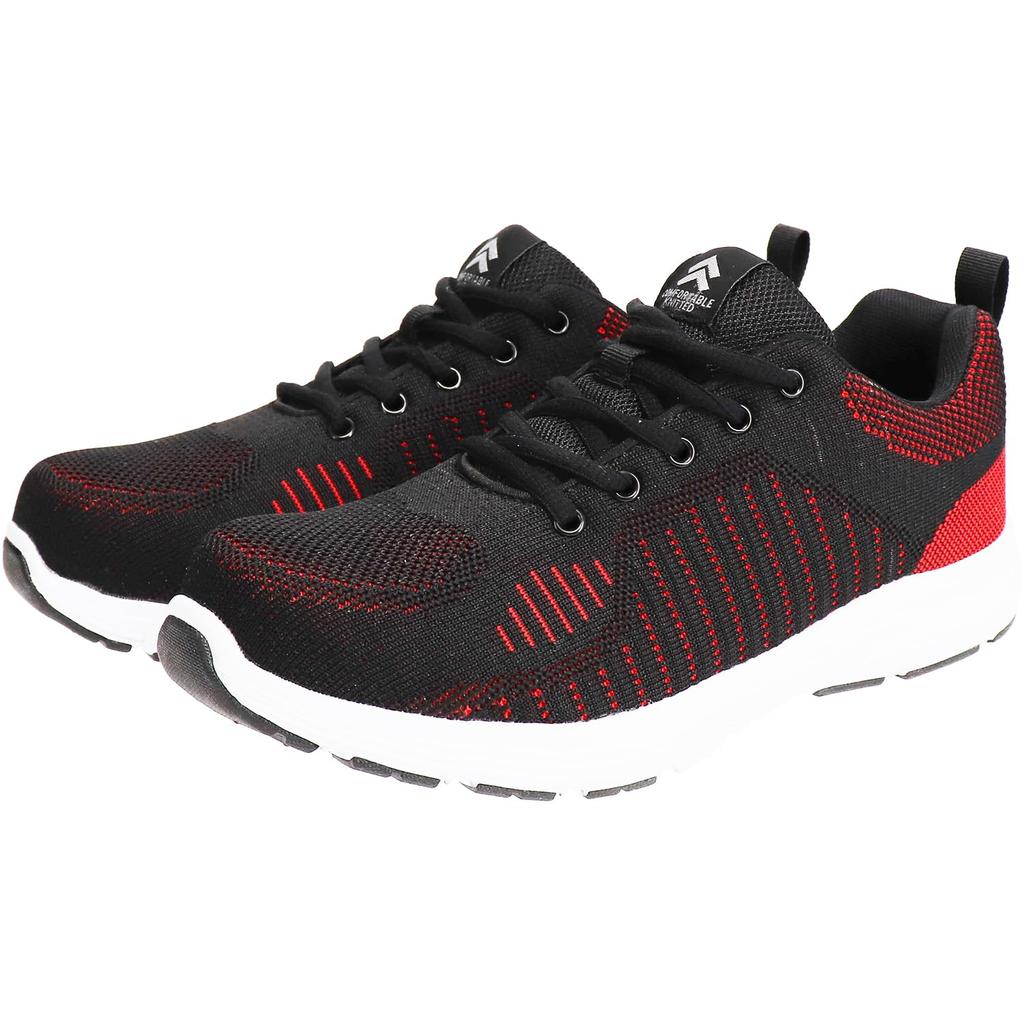 Otafuku Gloves Joe Maverick Knit Work Shoes with Steel Toe Black and Size 3E JW-395 Cap, Red, 28.0 cm,