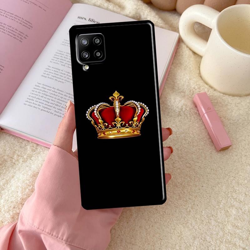 Queen King Crown For Samsung Galaxy A55 A35 A15 A32 A12 A22 A52 A54 A34 A14 A56 A36 A26 A16 A13 A53 A06 Case
