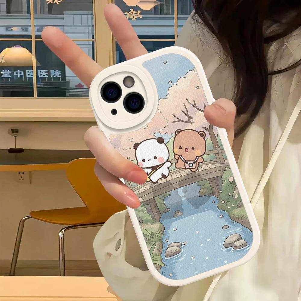 Cute Bubu Dudu PU Leather Phone Case For IPhone 16 15 14 13 12 11 Pro Max Plus Back Fundas