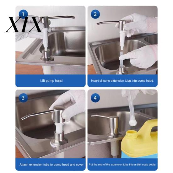 Spülmittelspender für Küchenspüle 350ml/500ml Edelstahl Vielseitig Langlebig Platzsparend Rostfrei für Zubehör Flüssig