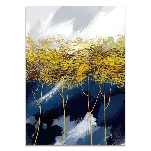 Nordic Style Decoration Abstract Yellow Tree Canvas Painting Posters and Prints Landscape Paintings for Living Room Wall Decor