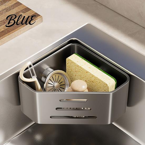 Sponge Drying Rack Sink Filter with Suction Cups for Kitchen Corner Quick Carbon Steel Caddy Hollow Design Rustproof Holder Soap And Brushes