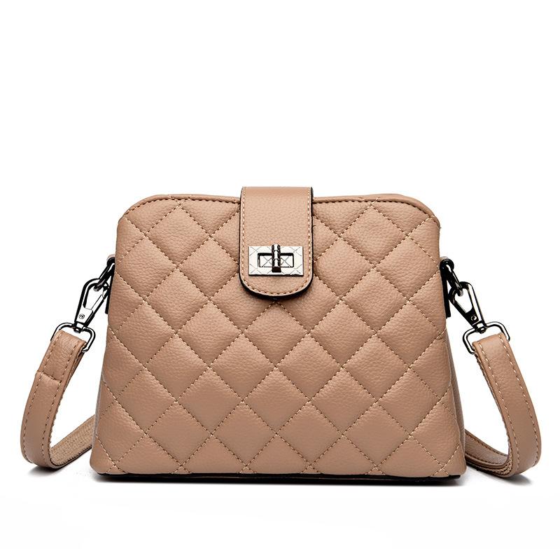 Neue Einfache Koreanischer Stil Modische Diamant Doktor Tasche Rindsleder Vielseitige Ein-Schulter Umhängetasche Große Kapazität Eimertasche