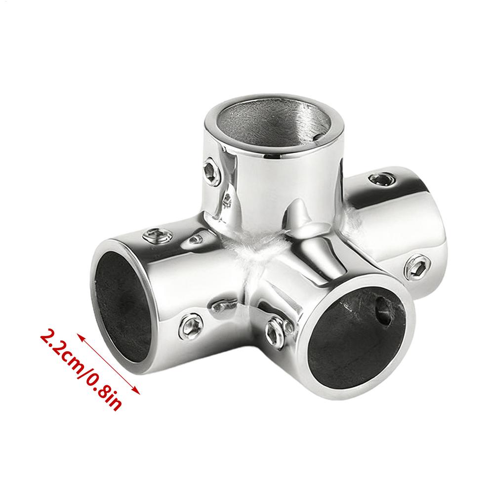 Boat Elbow 4-Way Pipe Fitting Connector Railing Hardware Stainless Steel Adapter Marine Hardware for Yachts Dock Decks Guardrail
