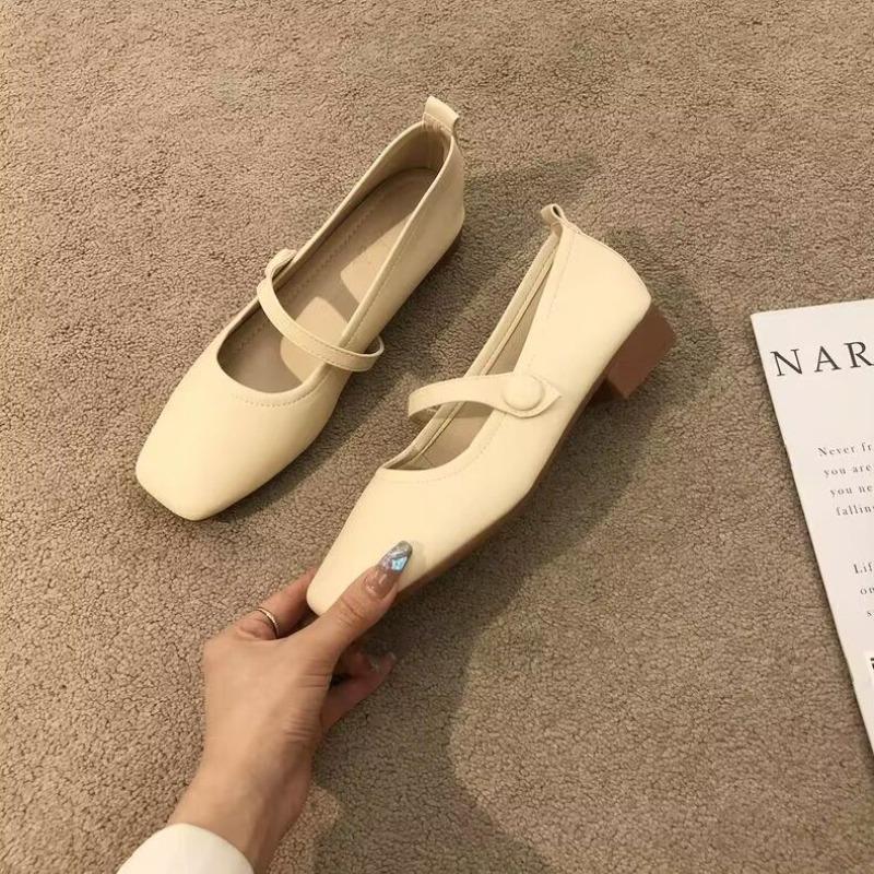 Japanese Style Lolita White with Medium Heels Gothic Women's Summer Footwear Black Mary Jane Square Toe Shoes for Woman 2025 E