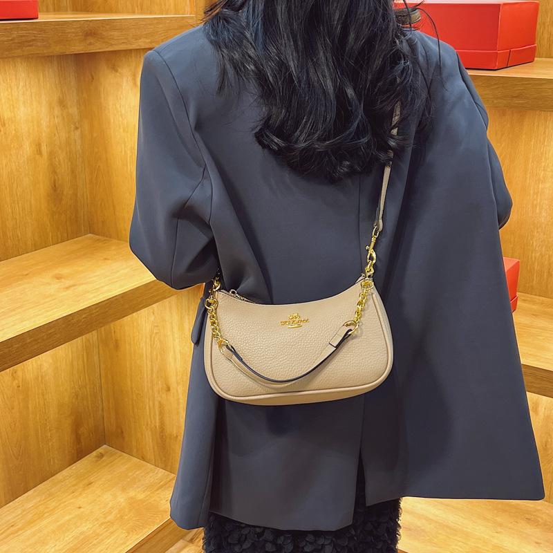 Tasche Damen neue High-End Damenhandtasche weiches Lychee-Muster Achseltasche lässige Knödeltasche Tide