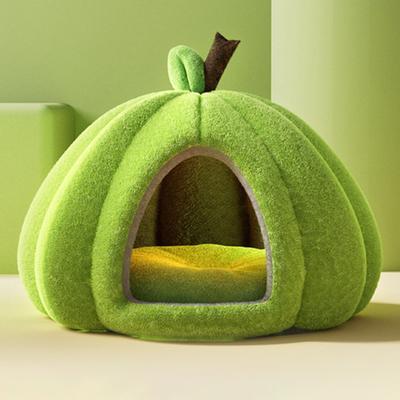 Casa de Mascotas de Calabaza de Peluche con Cojín Extraíble Invierno Otoño Cálida Cama Cueva para Perros Gatos Pequeños Medianos Nido para Dormir de Peluche para Gatos Cachorros de Interior