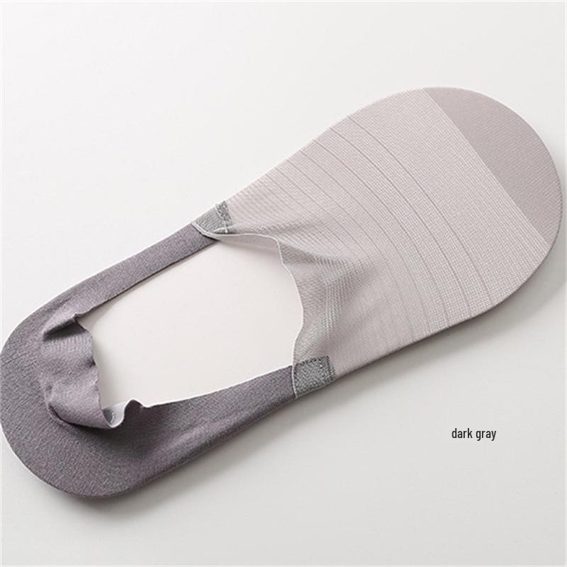 Zhuji Men's Summer Non-Slip Invisible Boat Socks - Breathable, Thin, Sweat-Absorbent Sports Mesh Socks